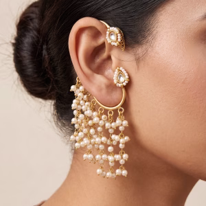 White Pearls Ear Cuff